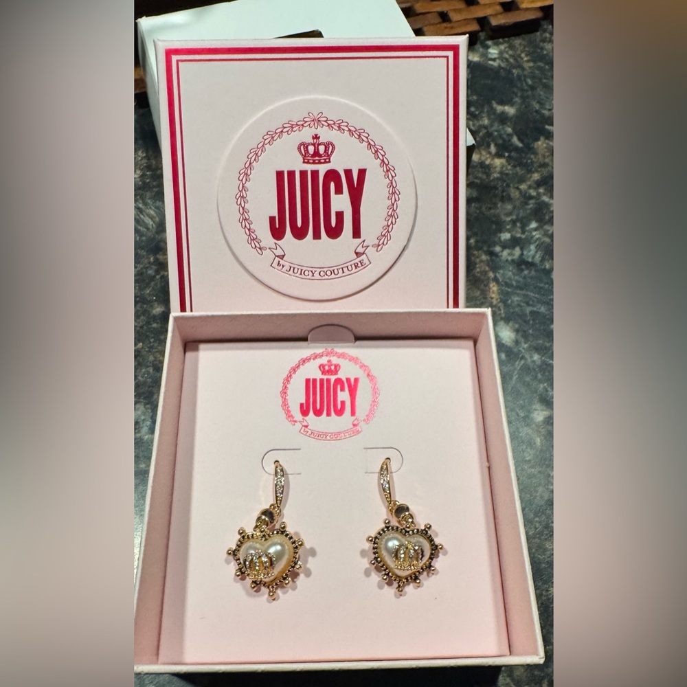 Juicy Couture Gold and Pearl Drop Earrings